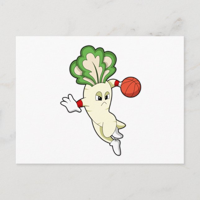 Radish beim Basketball Sports Postkarte (Vorderseite)