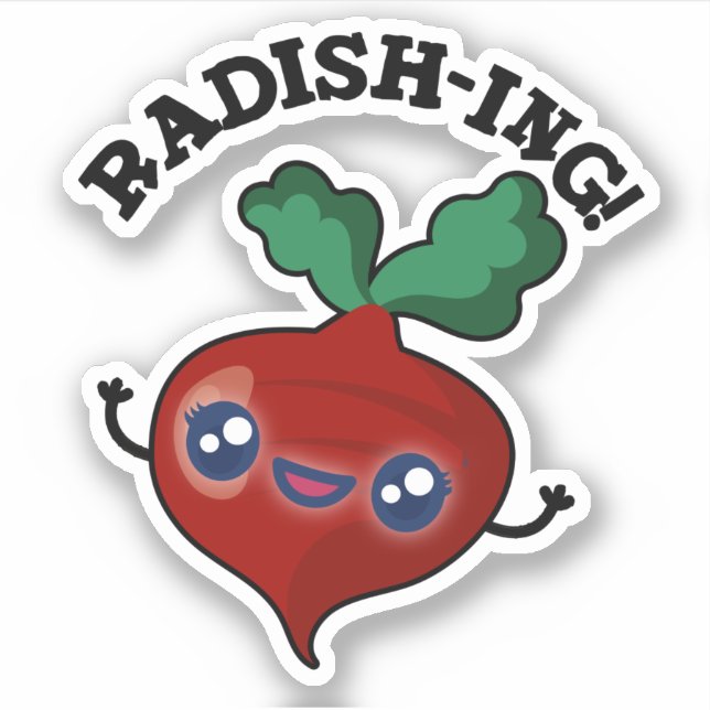 Radish-ing Funny Veggie Radish Pun Aufkleber (Vorderseite)