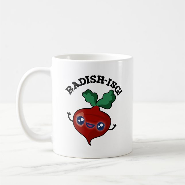 Radish-ing Funny Veggie Radish Pun Kaffeetasse (Links)