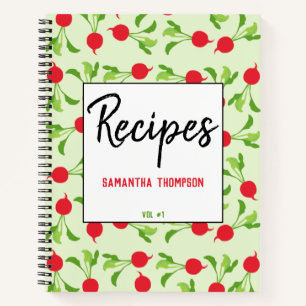 Radish Red Green Muster Rezept Leere Cookbook Notizbuch