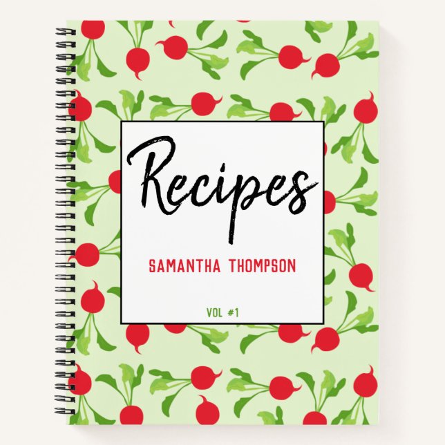 Radish Red Green Muster Rezept Leere Cookbook Notizbuch (Vorderseite)