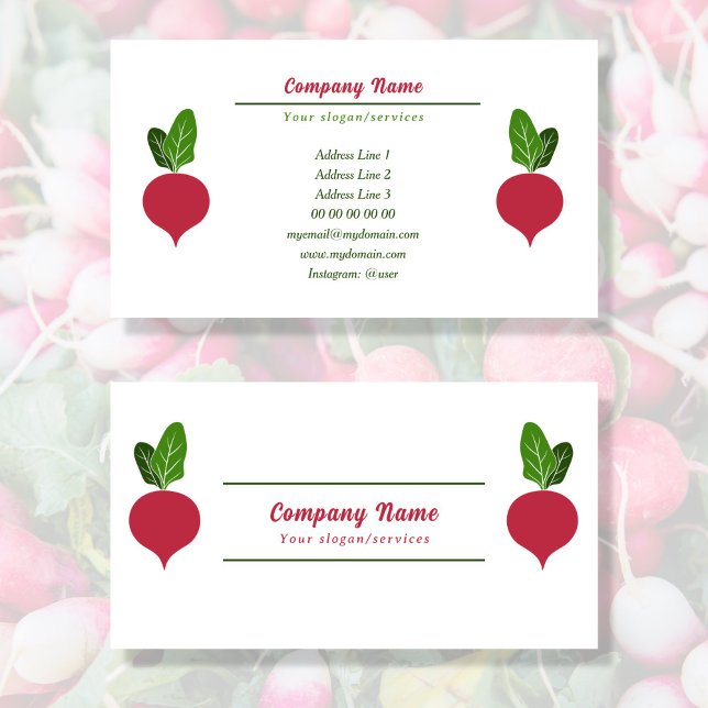 Radish Vegematerial Business Card Visitenkarte (Radish Business Card)