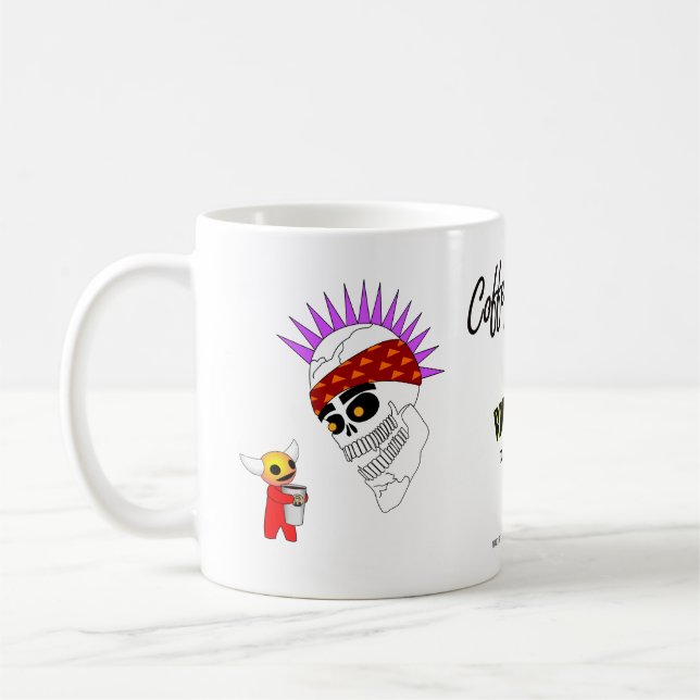 Radiskull u. Teufel-Puppen-Kaffee mit der Kaffeetasse (Links)
