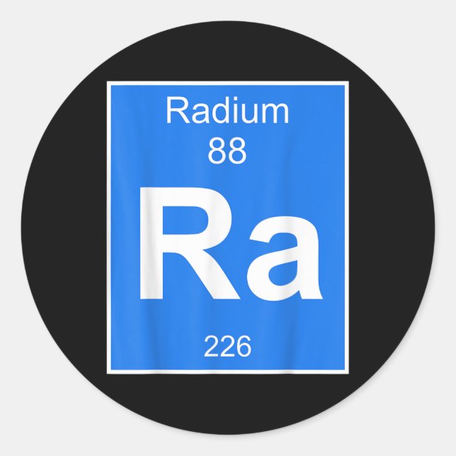 Radiumelement-Kostüm Periodische Tischchemie Fu Runder Aufkleber (Vorderseite)
