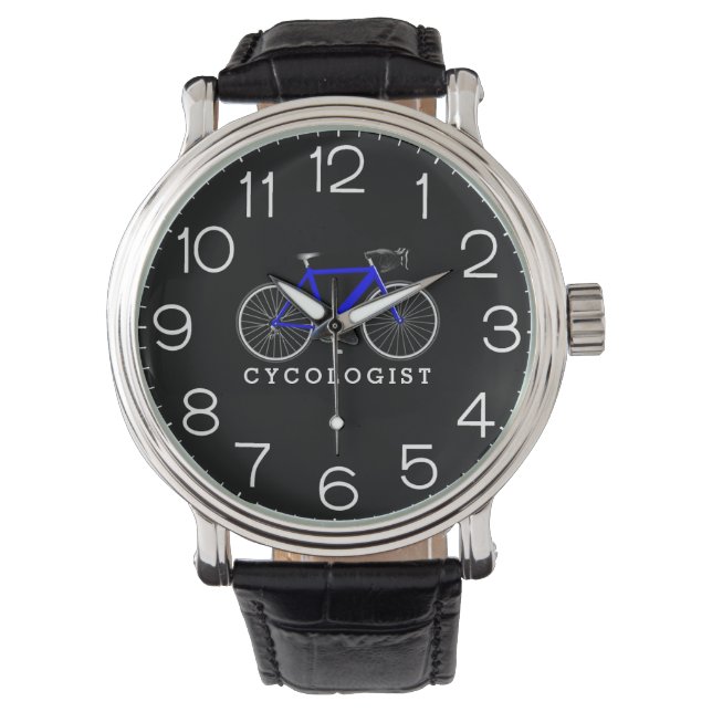 Radkologe Blue Bicycle on Black Armbanduhr (Vorderseite)