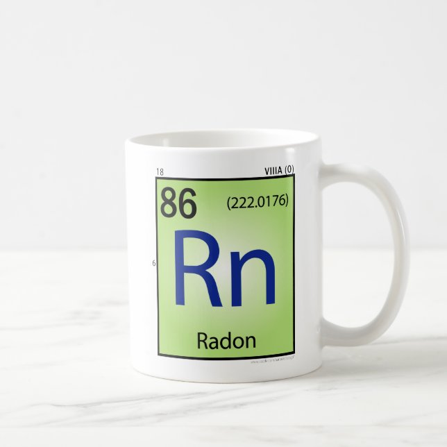 Radon- (Rn)Element-Tasse Kaffeetasse (Rechts)