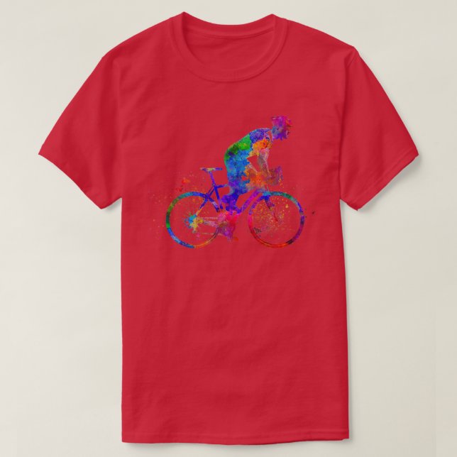 Radrennen in Aquarellfarbe T-Shirt (Design vorne)