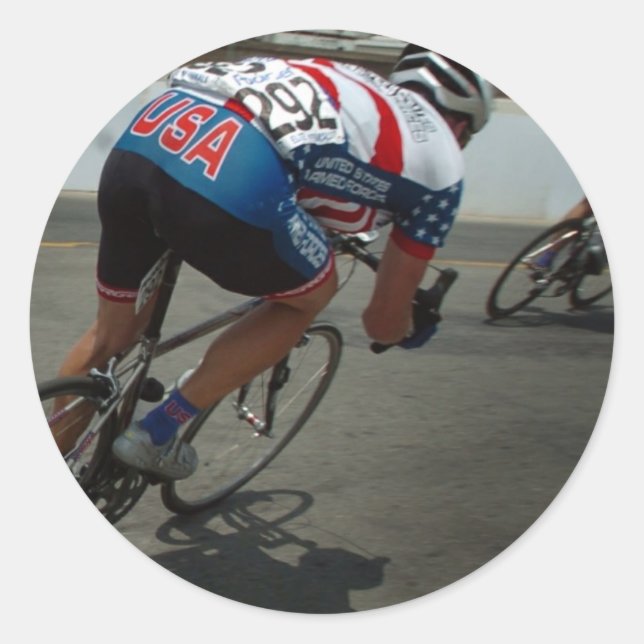 Radrennen Runder Aufkleber (Vorderseite)