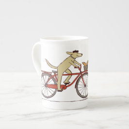 Radsport-Hund mit Eichhörnchenfreund - Fun Animal  Prozellantasse