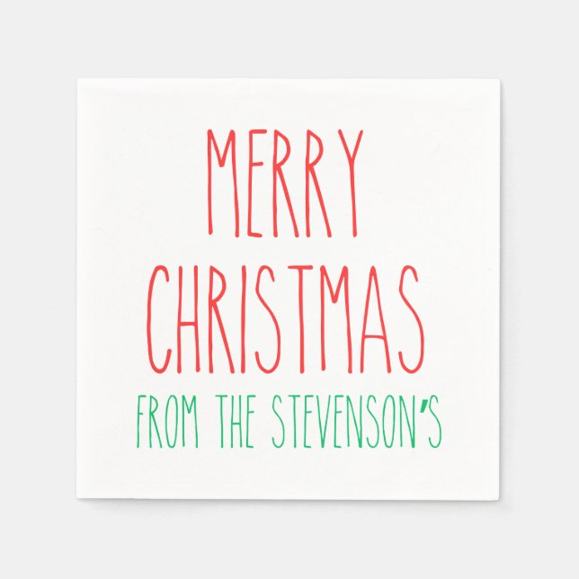 RAE DUNN Inspirierte Frohe Weihnachten personalisi Serviette (Vorderseite)