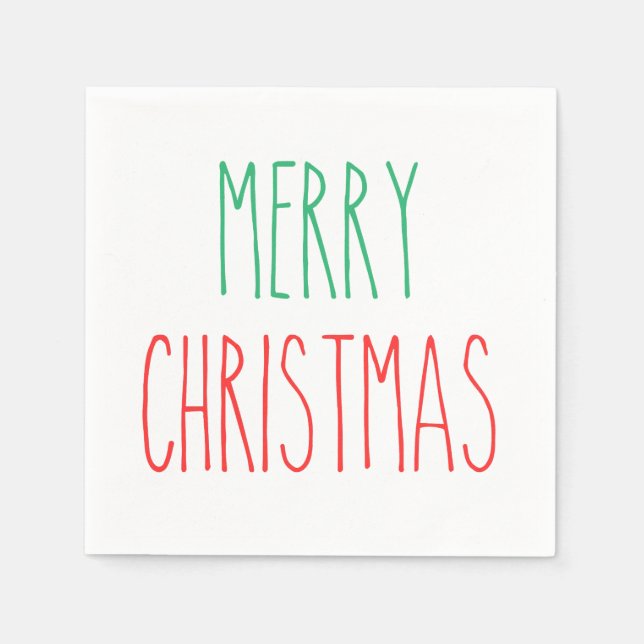 RAE DUNN Inspirierte Frohe Weihnachten rot und grü Serviette (Vorderseite)