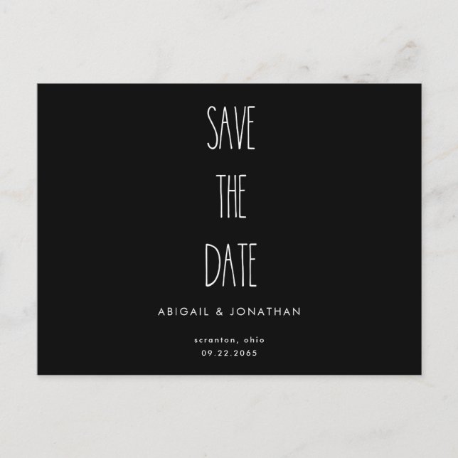 RaeDunn Wedding Black & White Save the Date Einladungspostkarte (Vorderseite)