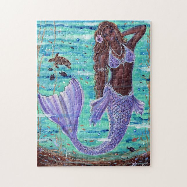 Raeni Mermaid mit Meeresschildkröte von Renee Lavo (Vertikal)