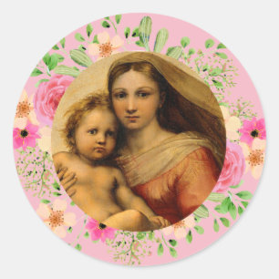 Rafael Madonna Sistine Runder Aufkleber