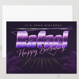 Rafael Name Vorname lila retro Karte Geburtstag