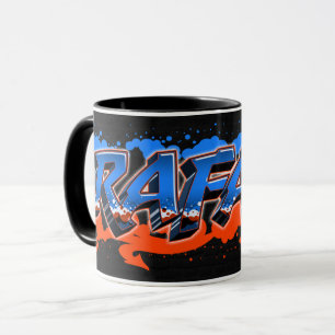 Rafael Vorname Name Graffiti blue orange Tasse