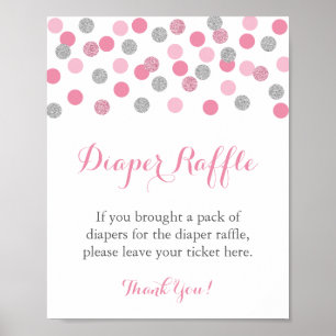 Raffel-Anzeigesymbol für rosa und silberne Glitzer Poster