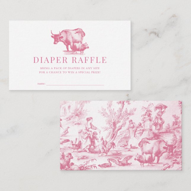 Raffelkarte für den rosa französischen Landbauernh Begleitkarte (Vorne/Hinten)