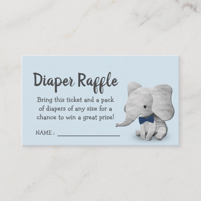 Raffelschein für Boy Elephant Baby Dusche Begleitkarte (Vorderseite)