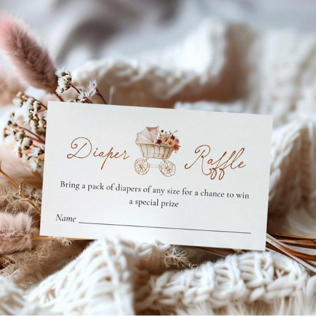 Raffelschein für Herbst-Burgund Begleitkarte (Rustic Fall Burgundy Floral Diaper Raffle Ticket)