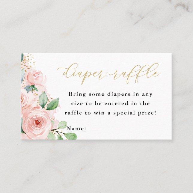 Raffelschein-Ticket für Pink und Gold Floral Baby  Visitenkarte (Vorderseite)
