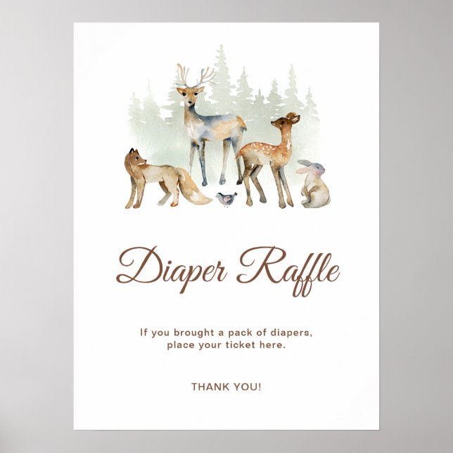 Raffelzeichen für Tiere Woodland Poster (Vorne)