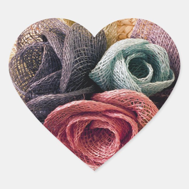 Raffia-Rose Herz-Aufkleber (Vorderseite)