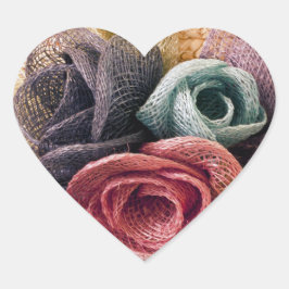 Raffia-Rose Herz-Aufkleber