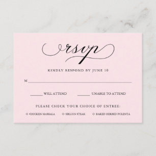 Raffiné Blush Rose RSVP avec le choix de repas