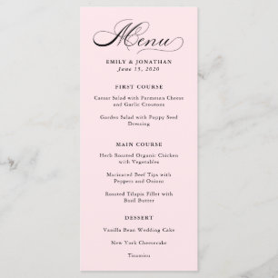 Raffiné Calligraphie sur le menu rose pâle