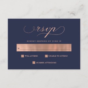 Raffiné   Faux Rose Gold Mariage Calligraphie RSVP