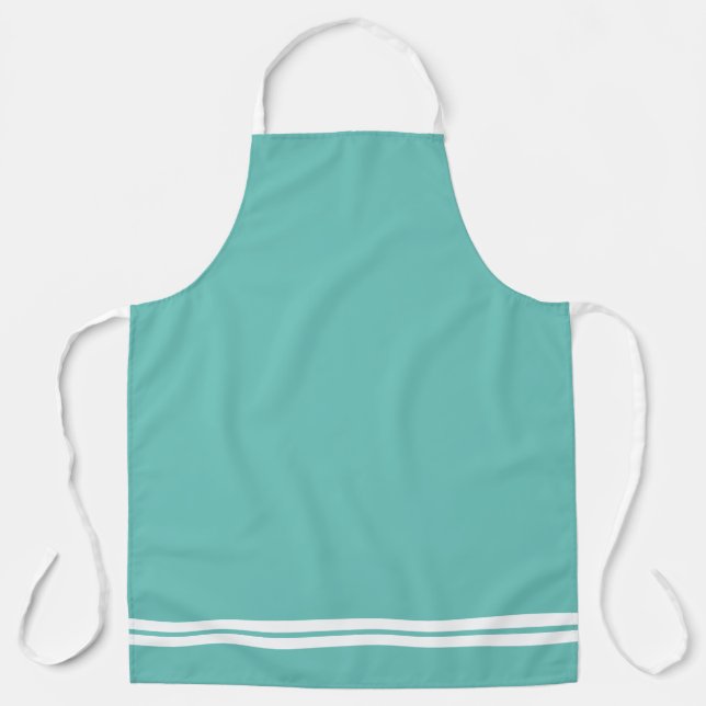 Raffinierte Aquamarine Twin White Hem Racing Strei Schürze (Vorderseite)