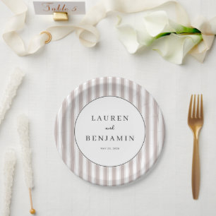 Raffinierte Beige gestreifte Eleganz Pappteller