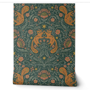 Raffinierte Bohemische Katzen - Moody Aquamarin & Tapete