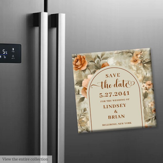 Raffinierte Boho-Neutrale Elfenbein-Sage-Spar-Kart Magnet (Sophisticated Boho Neutral Ivory Sage Save Date)