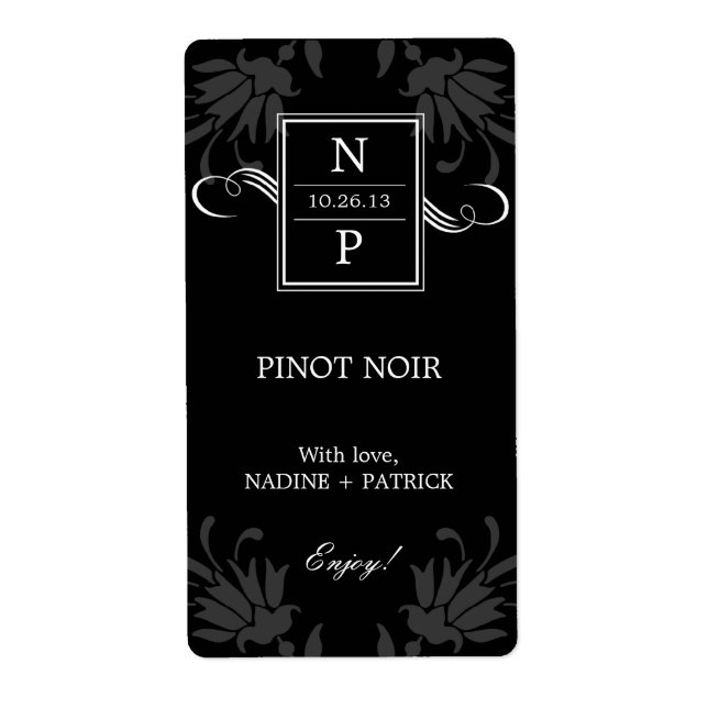 Raffinierte Elegance Hochzeit Wine Labels (Vorne)