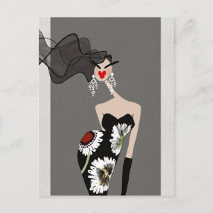 Raffinierte Eleganz Modeillustrationskunst Postkarte
