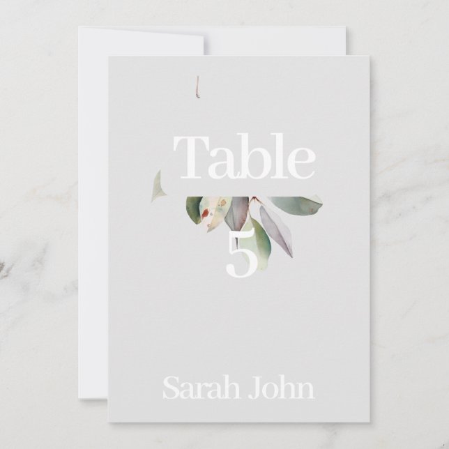 Raffinierte Eukalyptus-Tischnummer Einladung (Vorderseite)