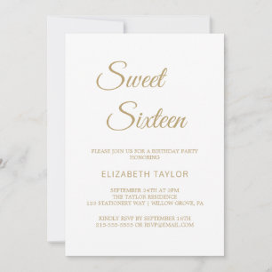 Raffinierte Gold-Kalligrafie Sweet Sixteen Einladung