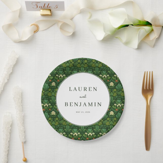 Raffinierte grüne Blüten Pappteller (Hochzeit)