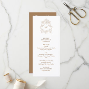 Raffinierte klassische Skript Goldbraune Hochzeit Programm