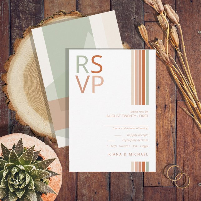 Raffinierte Linien Geometric Wedding Terra Cotta I RSVP Karte (Von Creator hochgeladen)