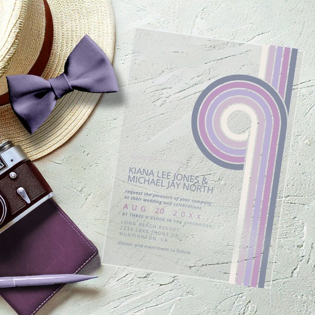 Raffinierte Linien Geometric Wedding Violet ID983 Acryleinladungen (Von Creator hochgeladen)