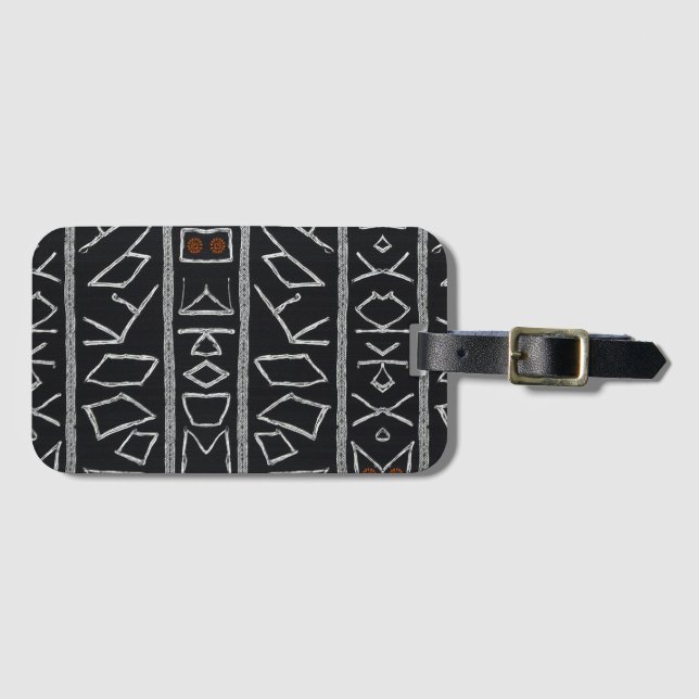 Raffinierte Luxus-Afrika-Karibik-Mudcloth Gepäckanhänger (Vorderseite (Horizontal))
