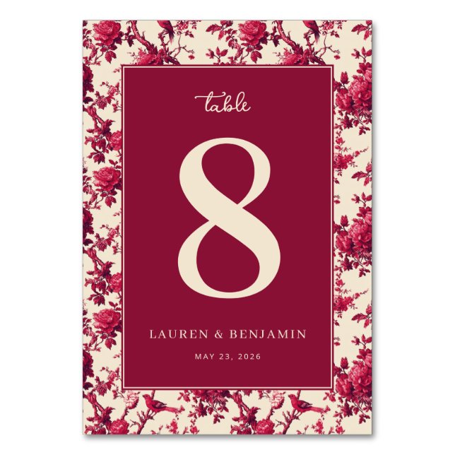 Raffinierte marine Blumen Tischnummer (Vorderseite)