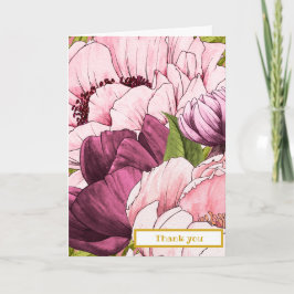 Raffinierte Pink Peony Blume Personalisiert Dankeskarte