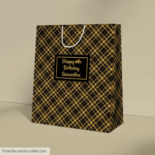 Raffinierte schwarze Gold-Glitter-Namens-Geschenkt Mittlere Geschenktüte