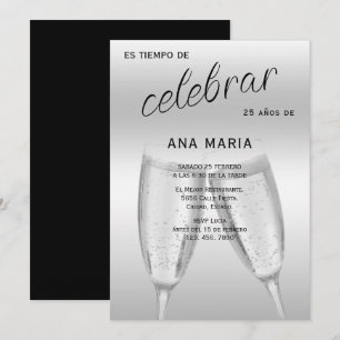Raffinierte silberne spanische feminine Geburtstag Einladung