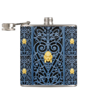 Raffinierter Art Deco Wrockner Eisen-Kolben 3 Flachmann