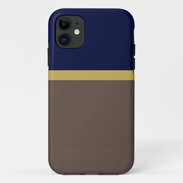 Raffinierter Banded Brown Deep Navy Blauer Farbblo Case-Mate iPhone Hülle (Rückseite)